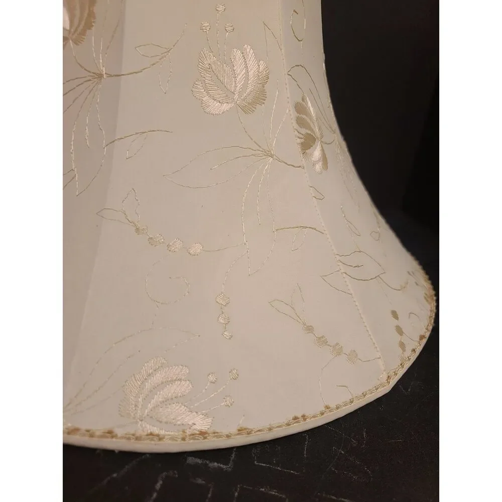 Ivory‎ Sateen Floral Damask Brocade Bell Shaped Lampshade